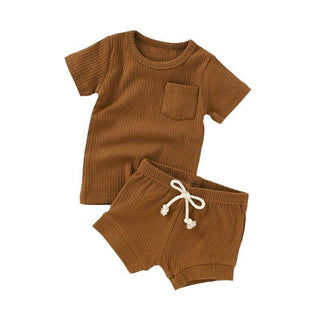 Camden Ribbed Short Set | Dusty Blue