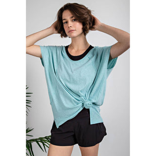 Tri Blend U Neckline Short Sleeve Tunic Top | Multiple Colors