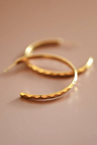 Hammered Hoop Earrings | 18K Gold PVD Plated Waterproof Stainless Steel