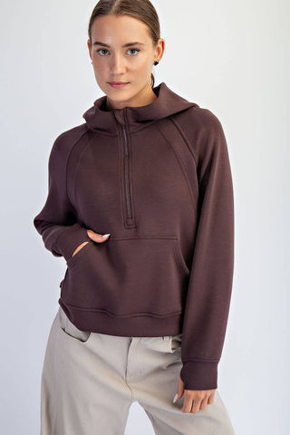 Modal Scuba Quarter Zip Hoodie Jacket | Heather Charcoal