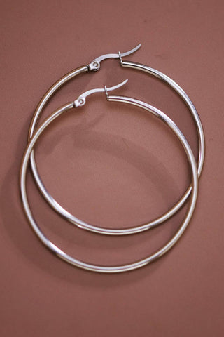 Classic Hoop Earrings | Silver Tarnish-Resistant Waterproof Stainless Steel