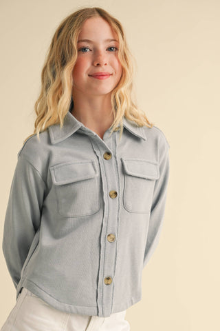 Del Double Pocket Cropped Soft Shacket | Tween 7-14