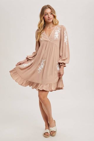 Samantha Embroidered Ruffled Dress | Sage