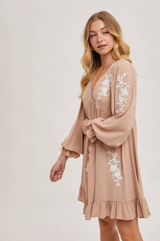 Samantha Embroidered Ruffled Dress | Sage