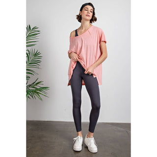 Tri Blend U Neckline Short Sleeve Tunic Top | Multiple Colors