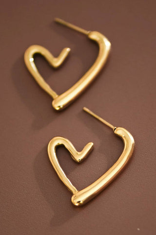 Heart Hoop Earrings | 18K Gold Plated Waterproof Stainless Steel