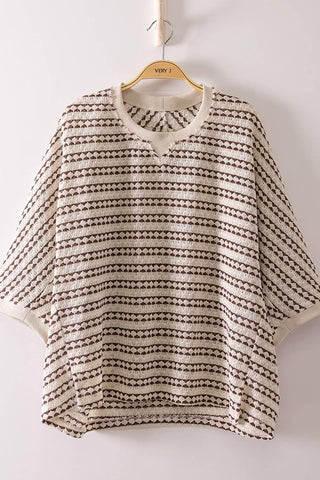 Trina Textured Stripe Knit Top | Chocolate