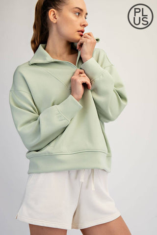 Plus Size Modal Scuba Quarter Zip Pullover | Multiple Colors
