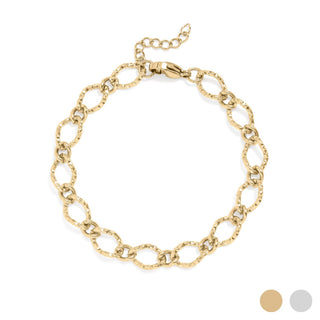 Hammered Oval Chain Bracelet | 18K Gold PVD Stainless Steel
