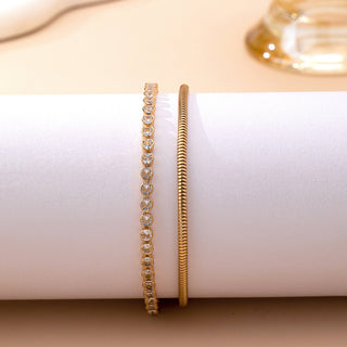 Double Snake Chain Crystal Bracelet