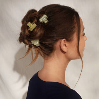 Mini Jelly Cloud Clips 8pc Set | Pearlized Cream & Butter Yellow