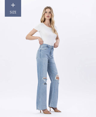 Lovervet Plus Jet Lag Tummy Control 90's Vintage Super High Flare Jeans