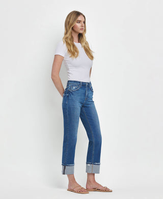 Daphne High Rise Cuffed Straight Jeans