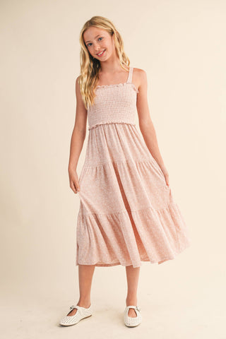 Twyla Smocked Tiered Midi Dress | Tween 7-12