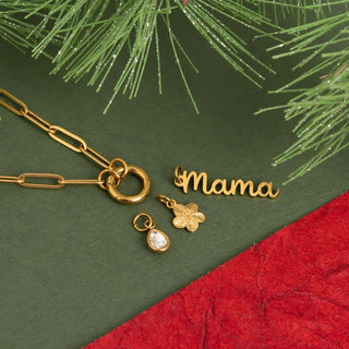 Mama Charm Holder Necklace Gift Set | 18K Gold Stainless Steel
