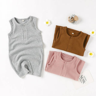Organic Cotton Sleeveless Baby Romper | Camel