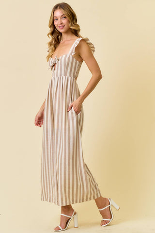 Stella Wide Leg Culotte Jumpsuit | Beige
