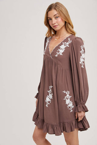 Samantha Embroidered Ruffled Dress | Sage