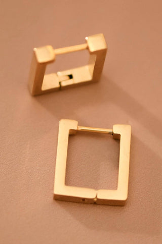 Small Square Carabiner Hoop Earrings | 18K Gold Plated Waterproof Stainless Steel