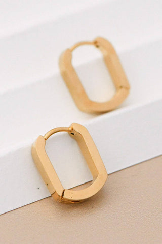 Oval Carabiner Hoop Earrings | 18K Gold Plated Waterproof Stainless Steel