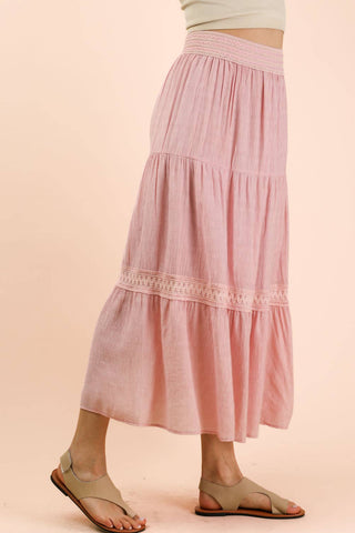 Talia Tiered Layers Maxi Skirt | Blush