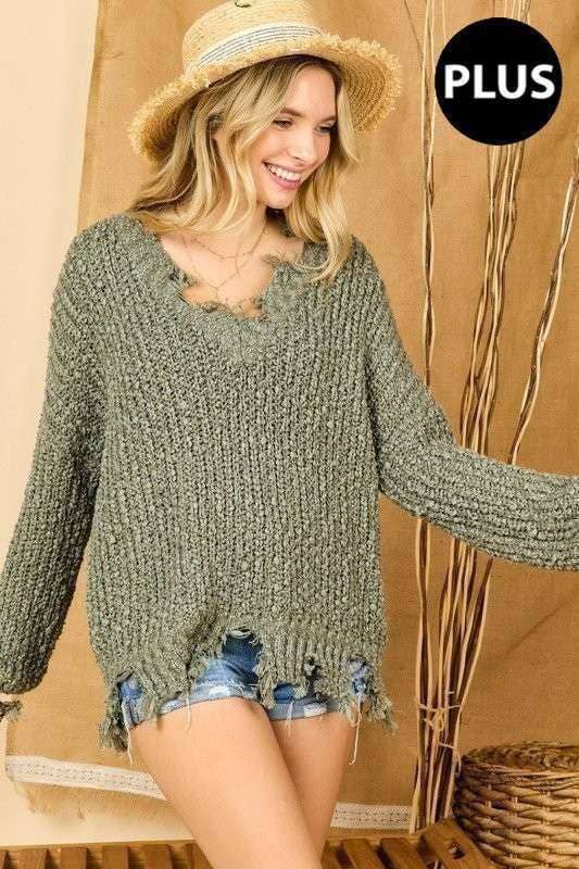 Dixie Plus Size Distressed Sweater