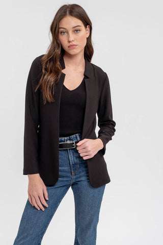 Nelly Notched Collar Long Line Blazer | Khaki