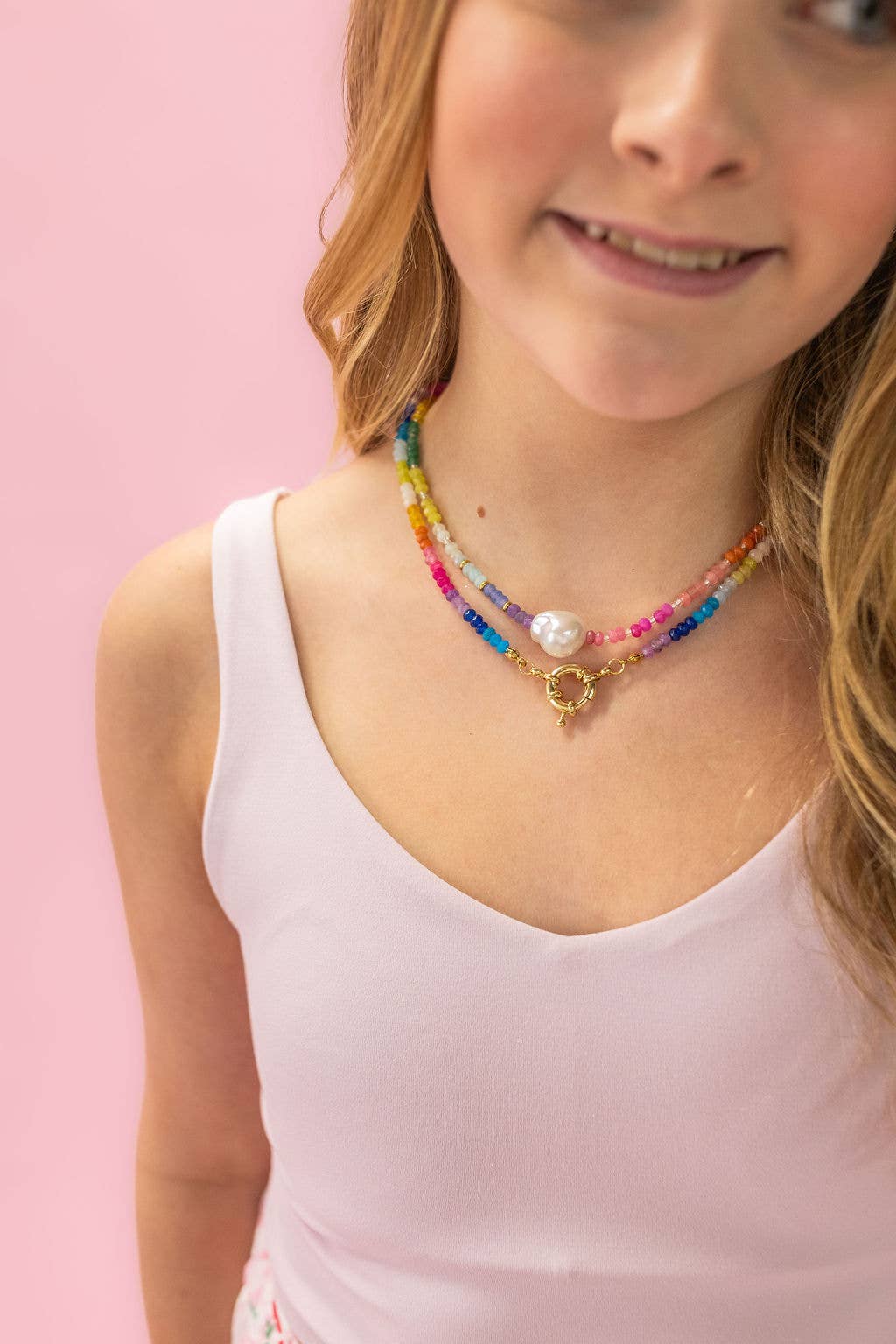 Color Block Rainbow | Rainbow Gemstone Bead Necklace