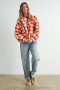 Delaney Drop Shoulder Plaid Jacket | Rust