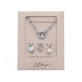 Bow Charm Holder Necklace Gift Set | 18K Gold Stainless Steel