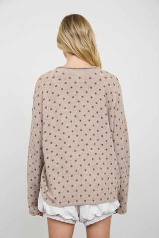 Simply Sweet Polka Dot Raw Edge Cardigan | Light Mocha