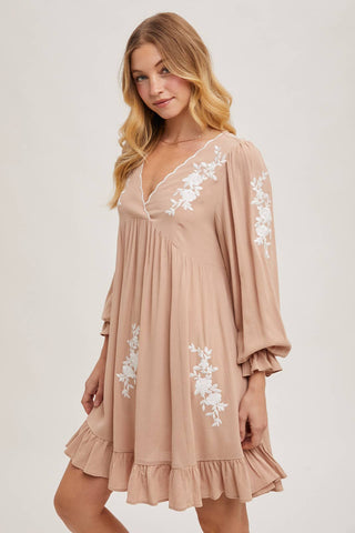 Samantha Embroidered Ruffled Dress | Sage