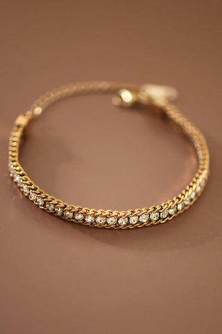 Crystal Chain Bracelet | 18K Gold Plated Stainless Steel