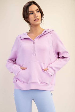 Modal Scuba Quarter Zip Hoodie Jacket | Heather Charcoal