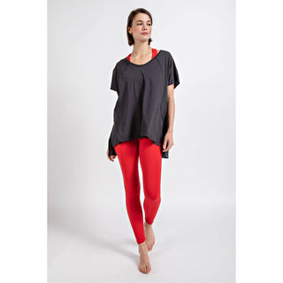 Tri Blend U Neckline Short Sleeve Tunic Top | Multiple Colors