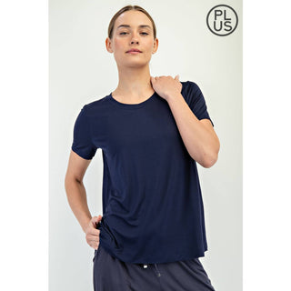 Plus Size Viscose Modal Short Sleeve Top | Mist Blue