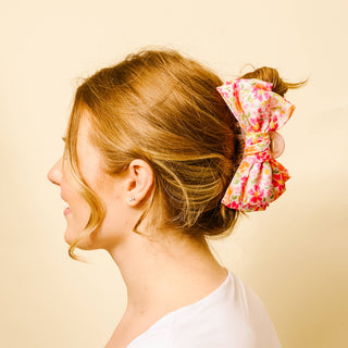 Satin Bow Claw Clip | Secret Garden Pink