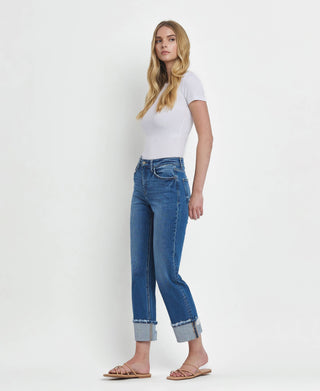 Daphne High Rise Cuffed Straight Jeans