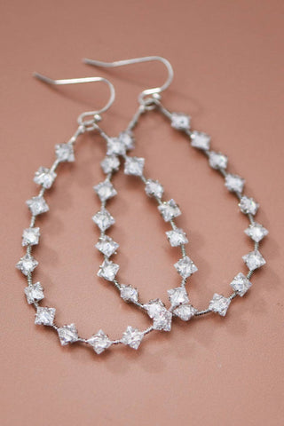 Wire Wrapped Zircon Crystal Teardrop Earrings | Multiple Metal Options