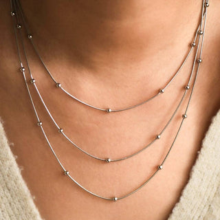 Layered Ball Chain Necklace | Silver Tarnish-Resistant Stainless Steel