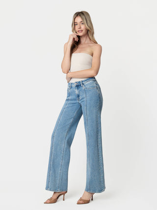Billbergia High Rise Medium Was Seamed Panel Wide Leg Jean | Vervet