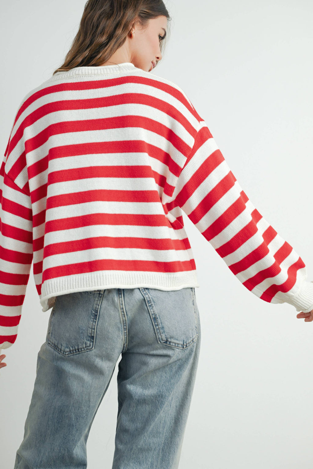 Bella Striped Sweater | Red