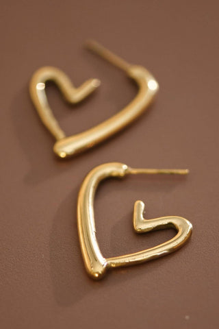 Heart Hoop Earrings | 18K Gold Plated Waterproof Stainless Steel