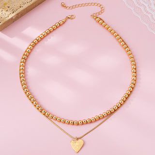 Double Layer Heart Charm Necklace