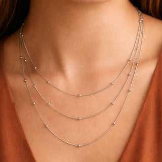 Layered Ball Chain Necklace | Silver Tarnish-Resistant Stainless Steel
