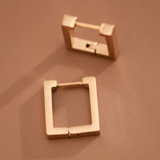 Small Square Carabiner Hoop Earrings | 18K Gold Plated Waterproof Stainless Steel