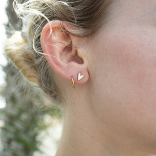 White Heart Stud Earrings | 18K Gold PVD + Stainless Steel