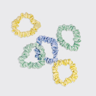 Ruched Satin Scrunchies 5pc Set | Coastal Breeze