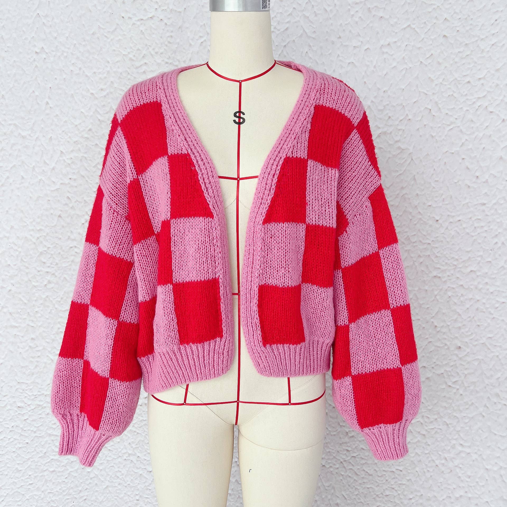 Lover Plaid Chunky Knit Cardigan
