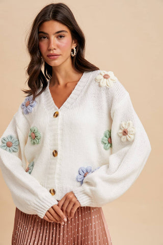 Darling Floral Cardigan | Taupe